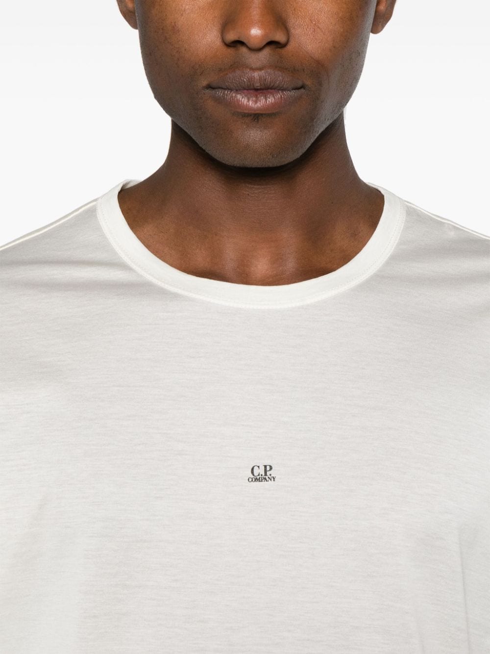 Shop C.p. Company Logo-print Cotton T-shirt In Neutrals