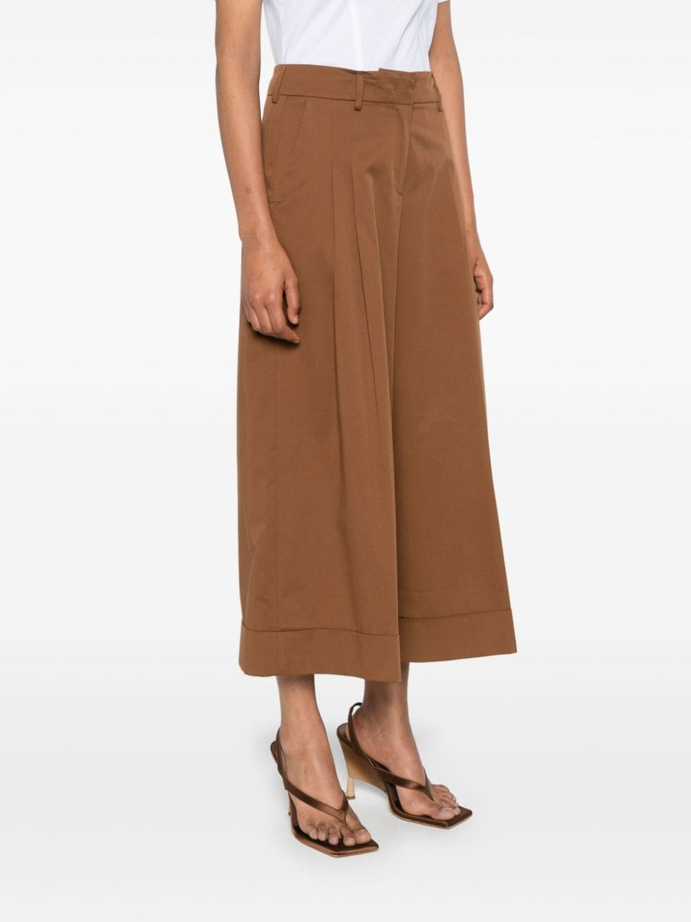 Shop Pt Torino Cropped Palazzo Pants In Brown