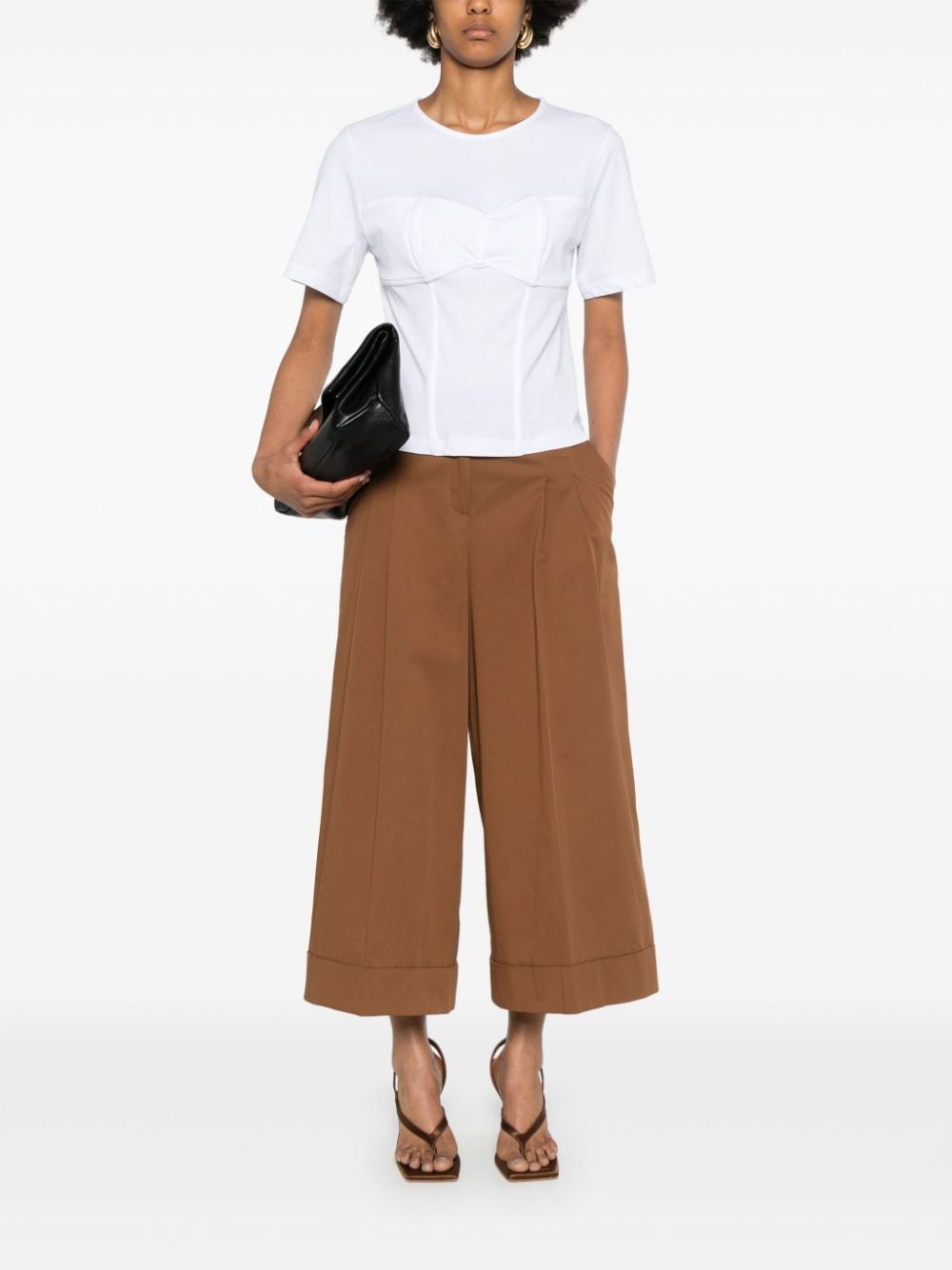 Shop Pt Torino Cropped Palazzo Pants In Brown