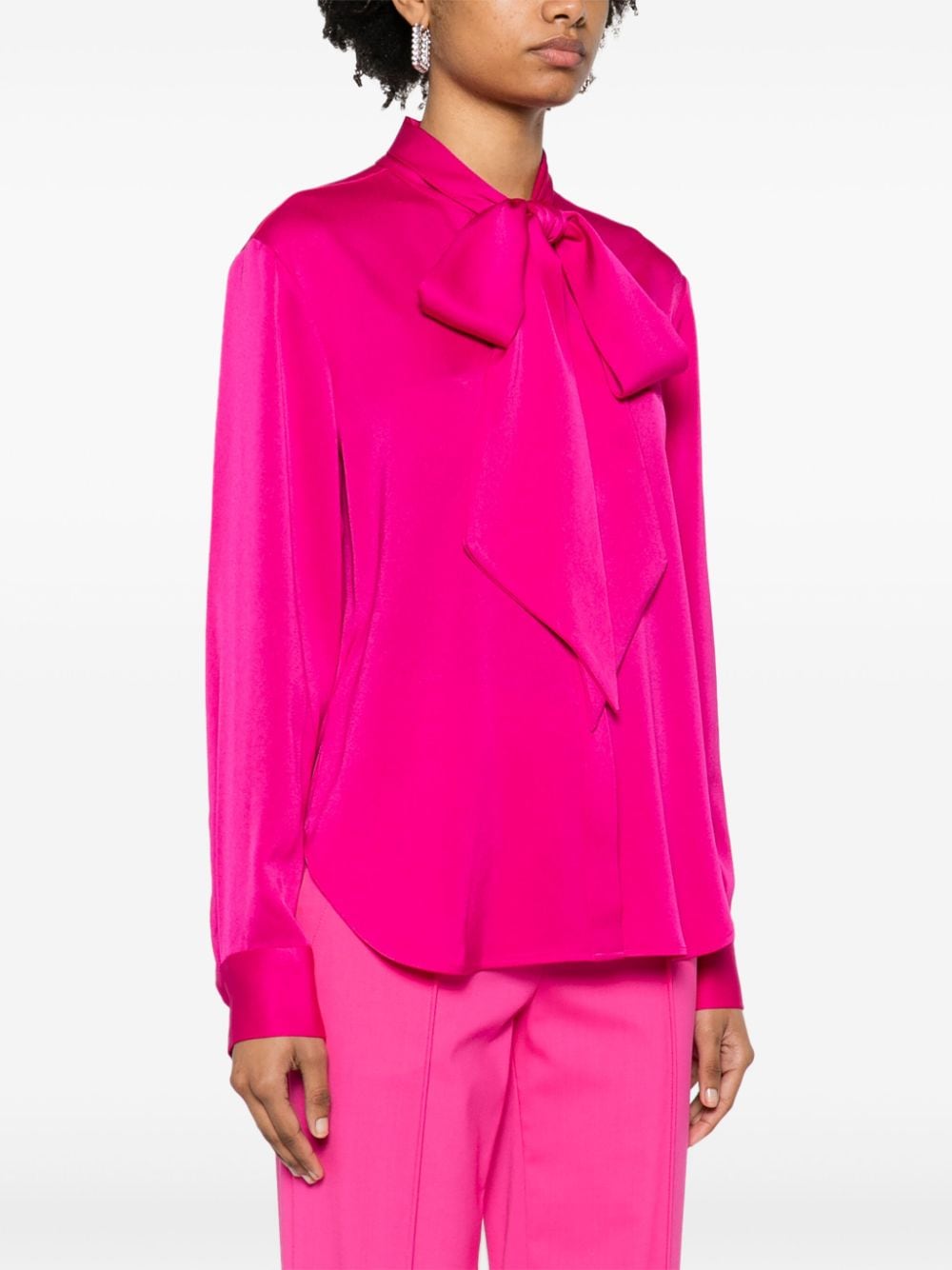 Shop Alex Perry Pussy-bow Collar Satin Blouse In Pink