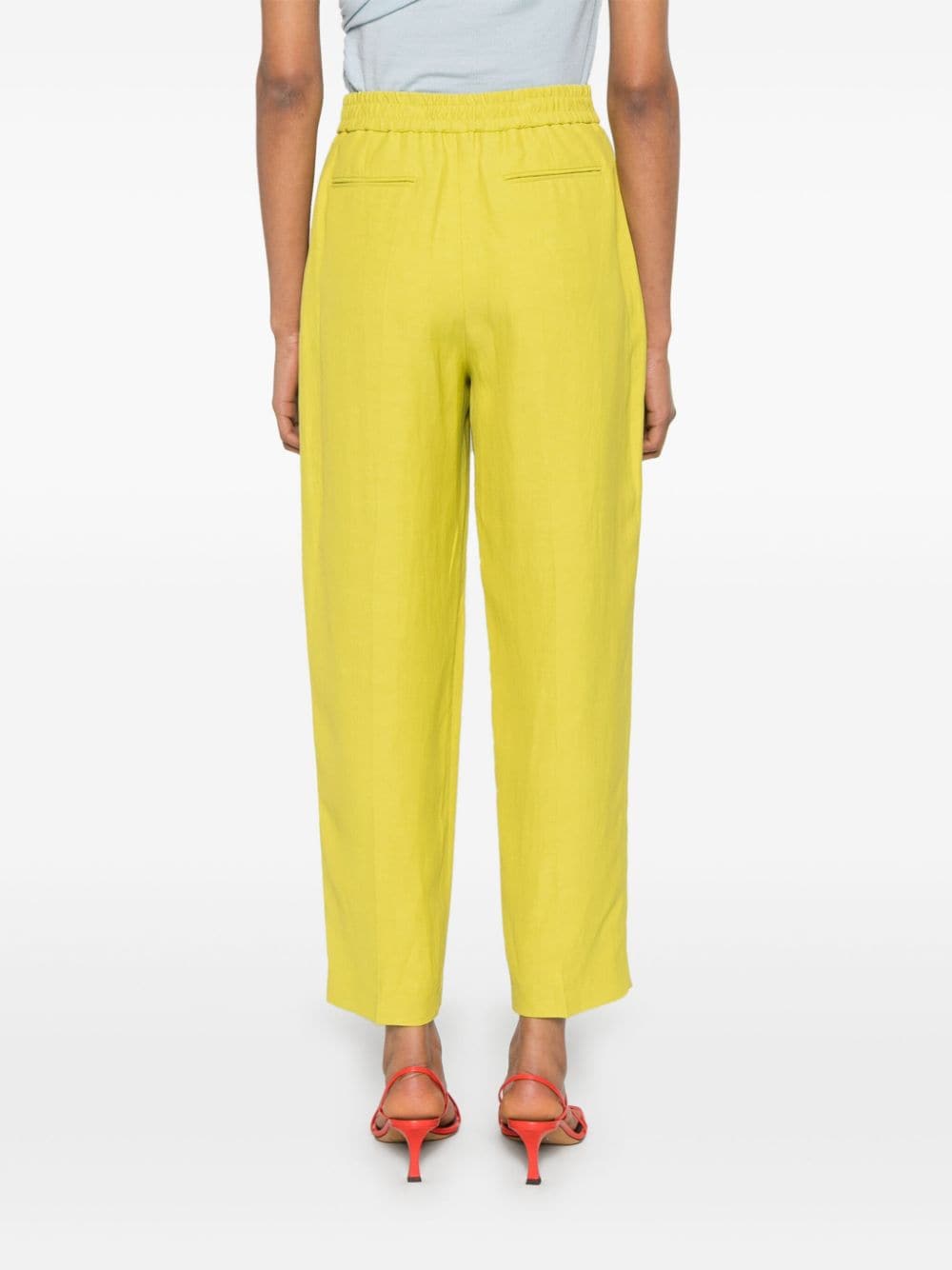 Shop Pt Torino Pleated Tapered Trousers In Yellow
