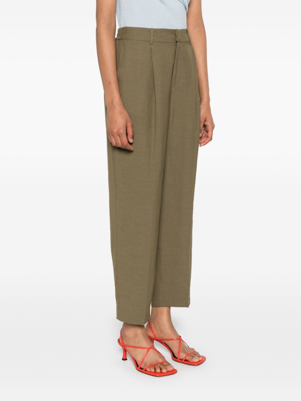 Shop Pt Torino Pleated Tapered Trousers In Green