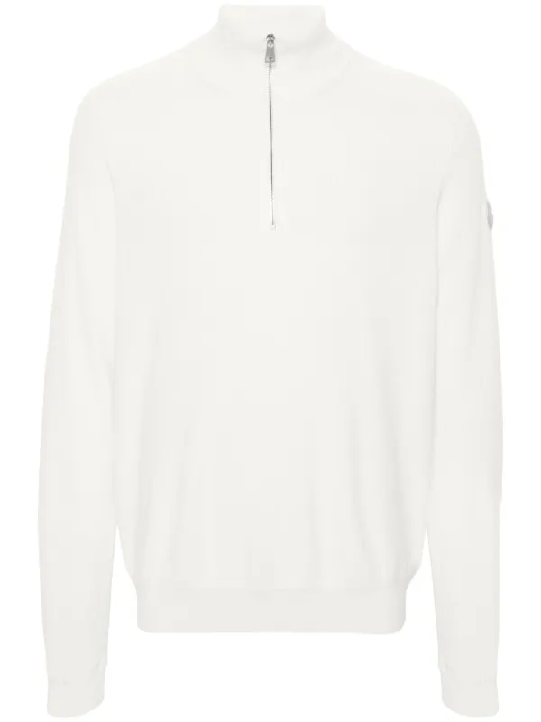 Moncler logo patch Knitted Jumper White FARFETCH AE