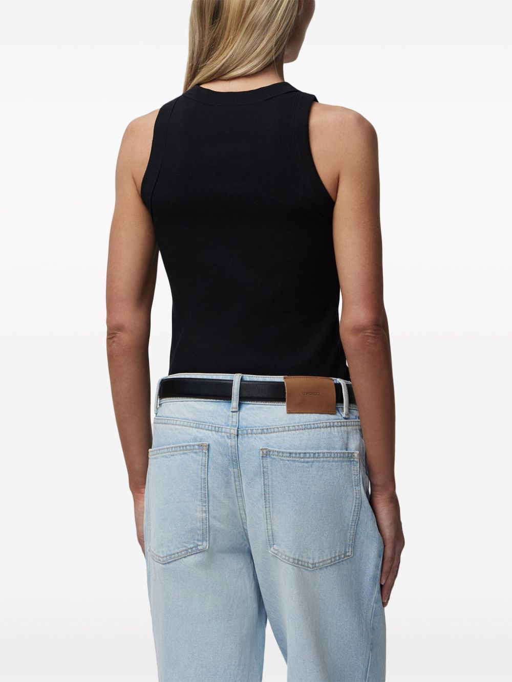 Shop 12 Storeez Ribbed Cotton Tank Top In Black