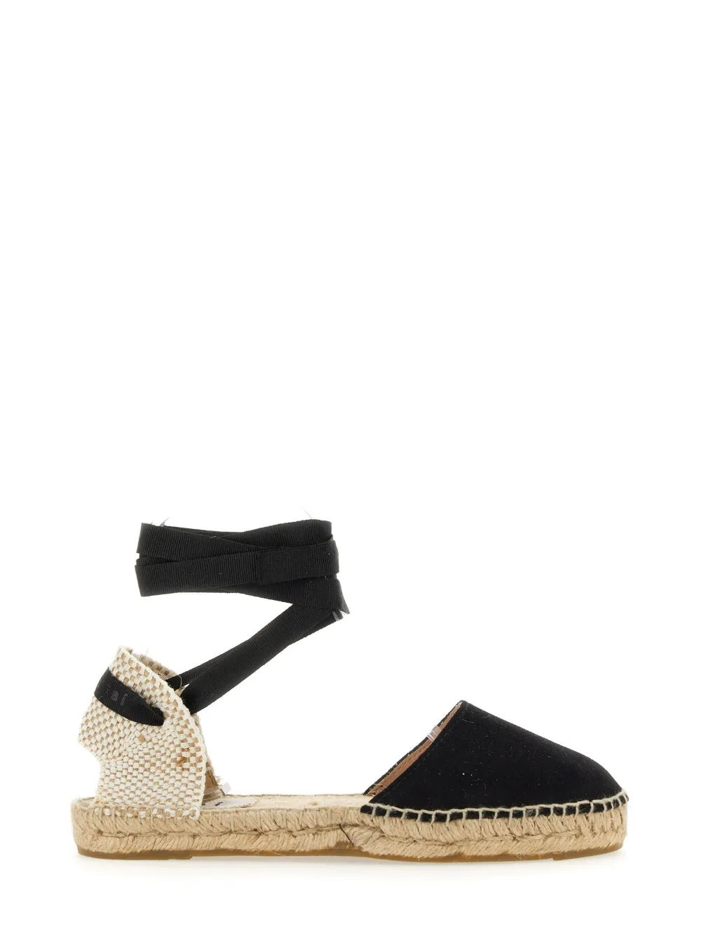 Manebi ankle-tie flat espadrilles Zwart
