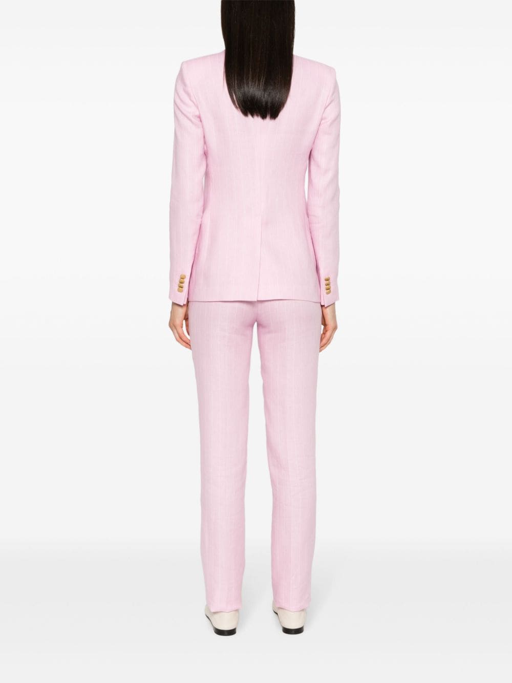 Shop Tagliatore Single-breasted Pinstripe Suit In Pink