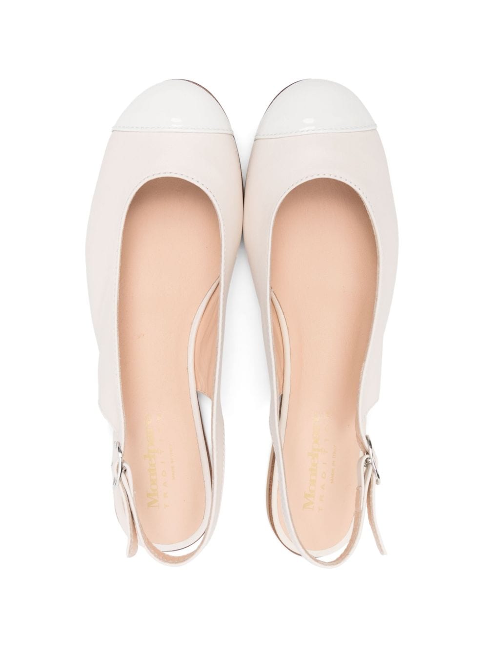 Shop Montelpare Tradition Panelled Leather Ballerina Shoes In Neutrals