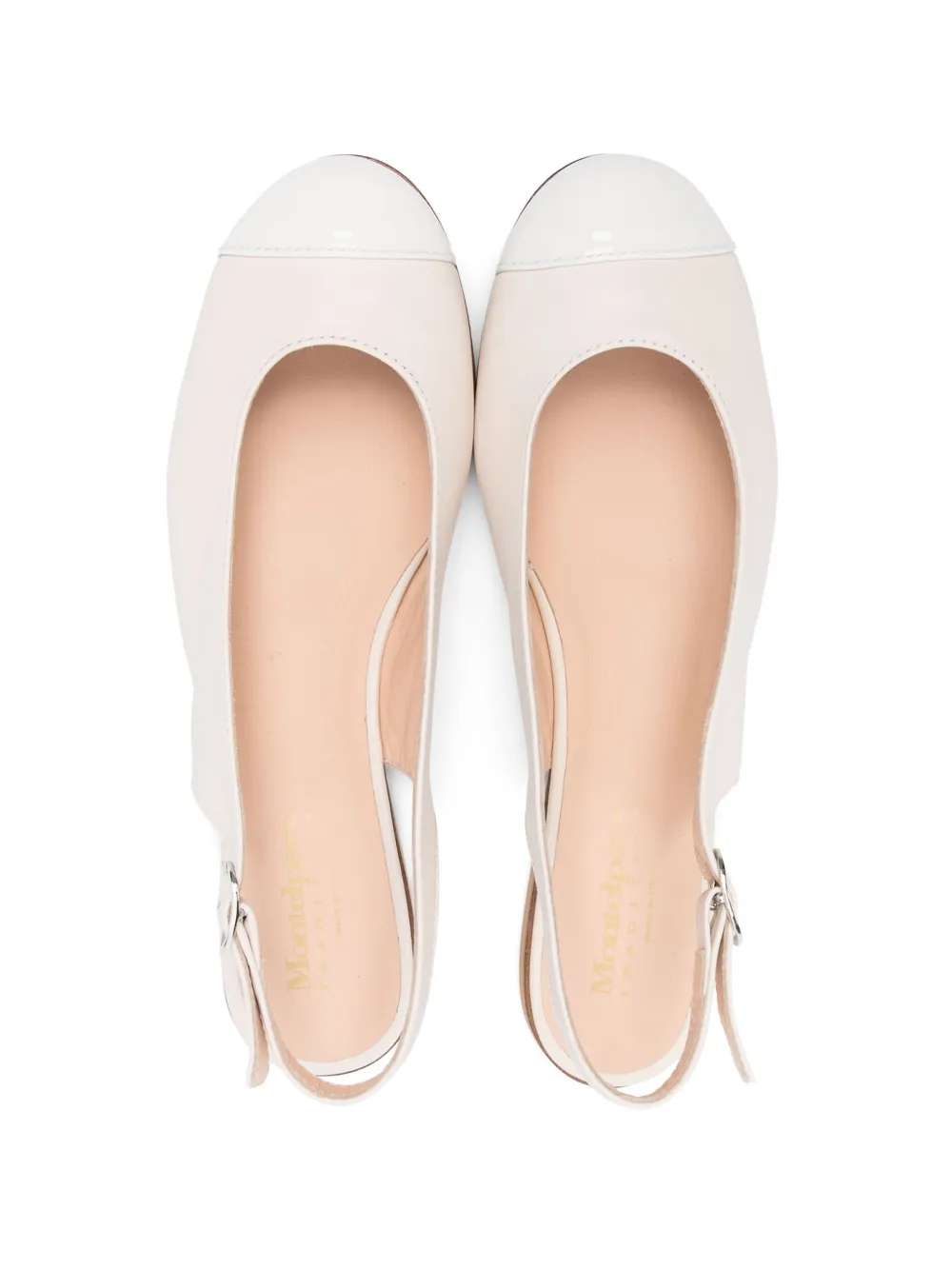 Shop Montelpare Tradition Panelled Leather Ballerina Shoes In Neutrals