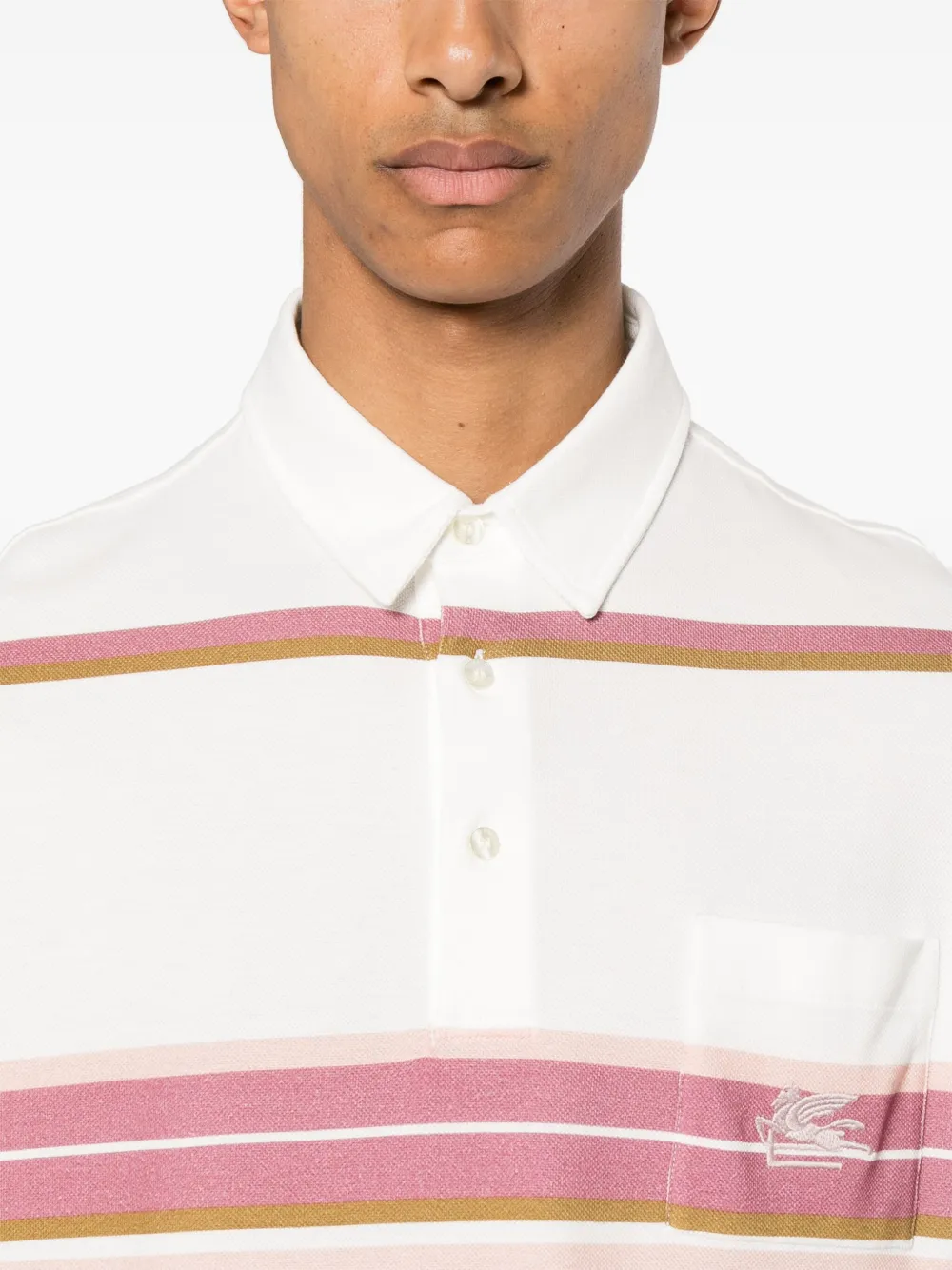 Shop Etro Pegaso-motif Cotton Polo Shirt In Neutrals