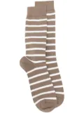 Sunspel striped ankle socks - Brown