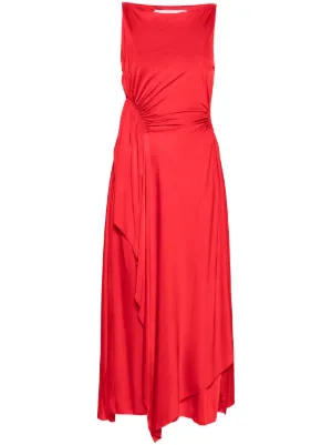 lanvin orange dress Gwyneth's LANVIN Orange Draped Faux-Wrap Crepe-Jersey Dress Small