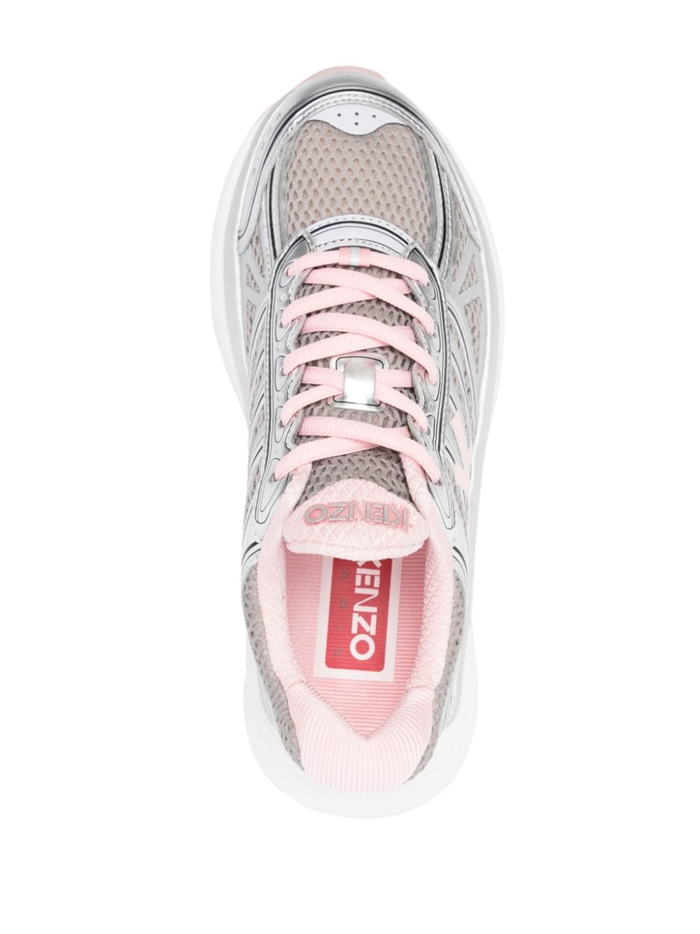 Shop Kenzo Pace Panelled Sneakers In Silver