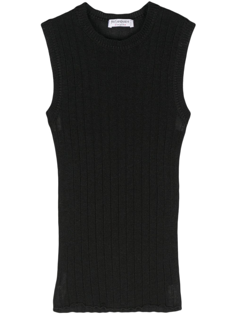 Pre-owned Saint Laurent 1990s Ribbed-knit Tank Top In Black
