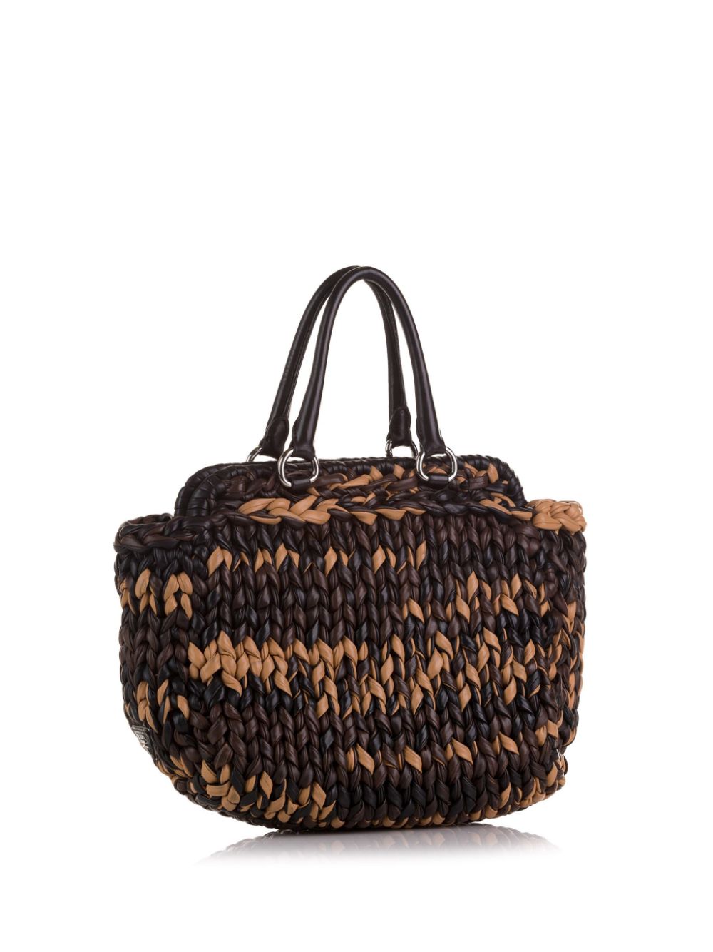 Pre-owned Prada 2010-present   Knit Nappa Tote Bag In 褐色