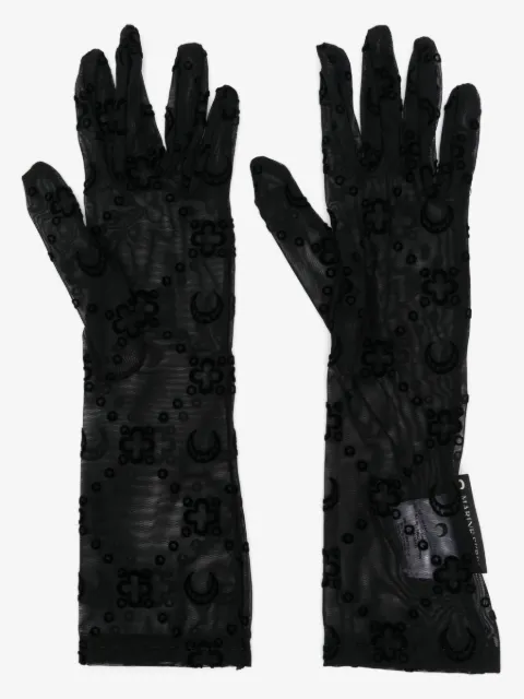 Marine Serre mesh flock long gloves