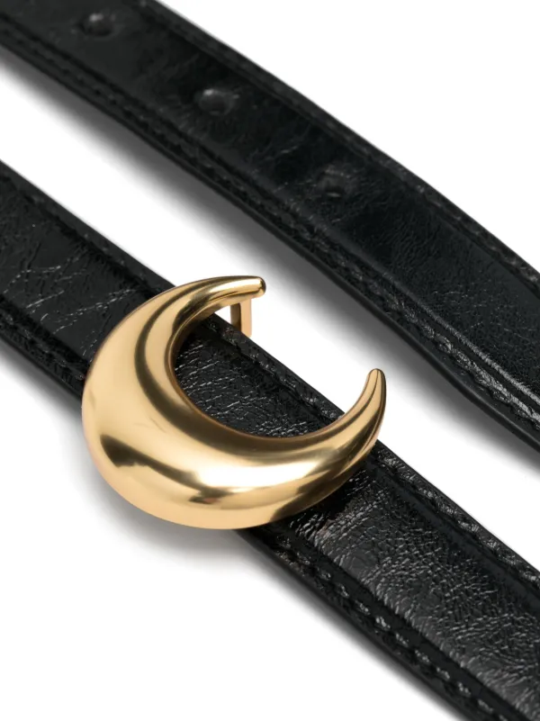 Marine Serre Moon-buckle Leather Belt | Black | FARFETCH