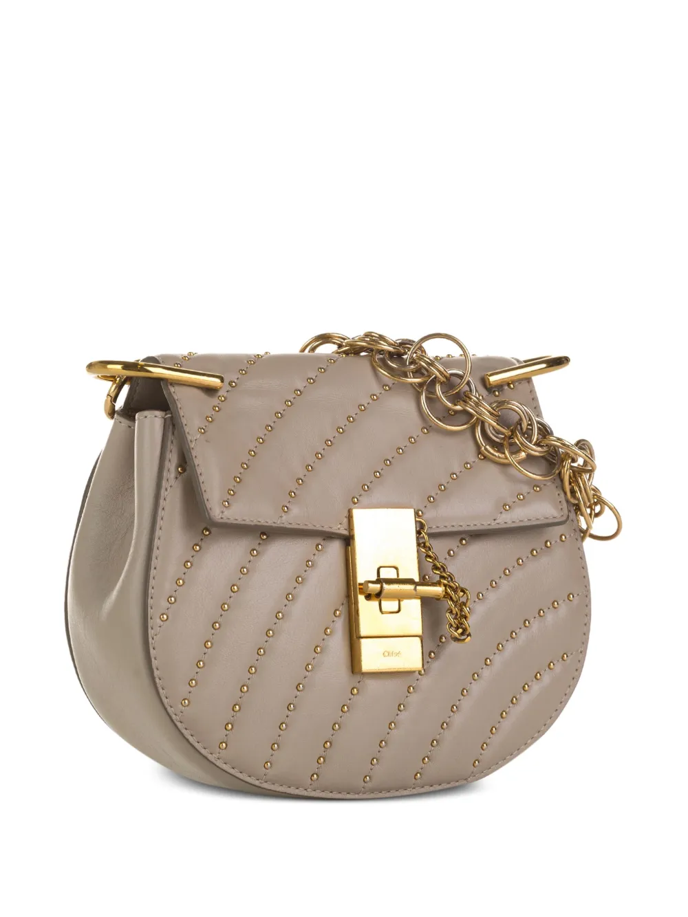 Chloe Pre Owned Pre owned Chloe Drew Bijou Umhangetasche Mit Nieten Grau FARFETCH DE