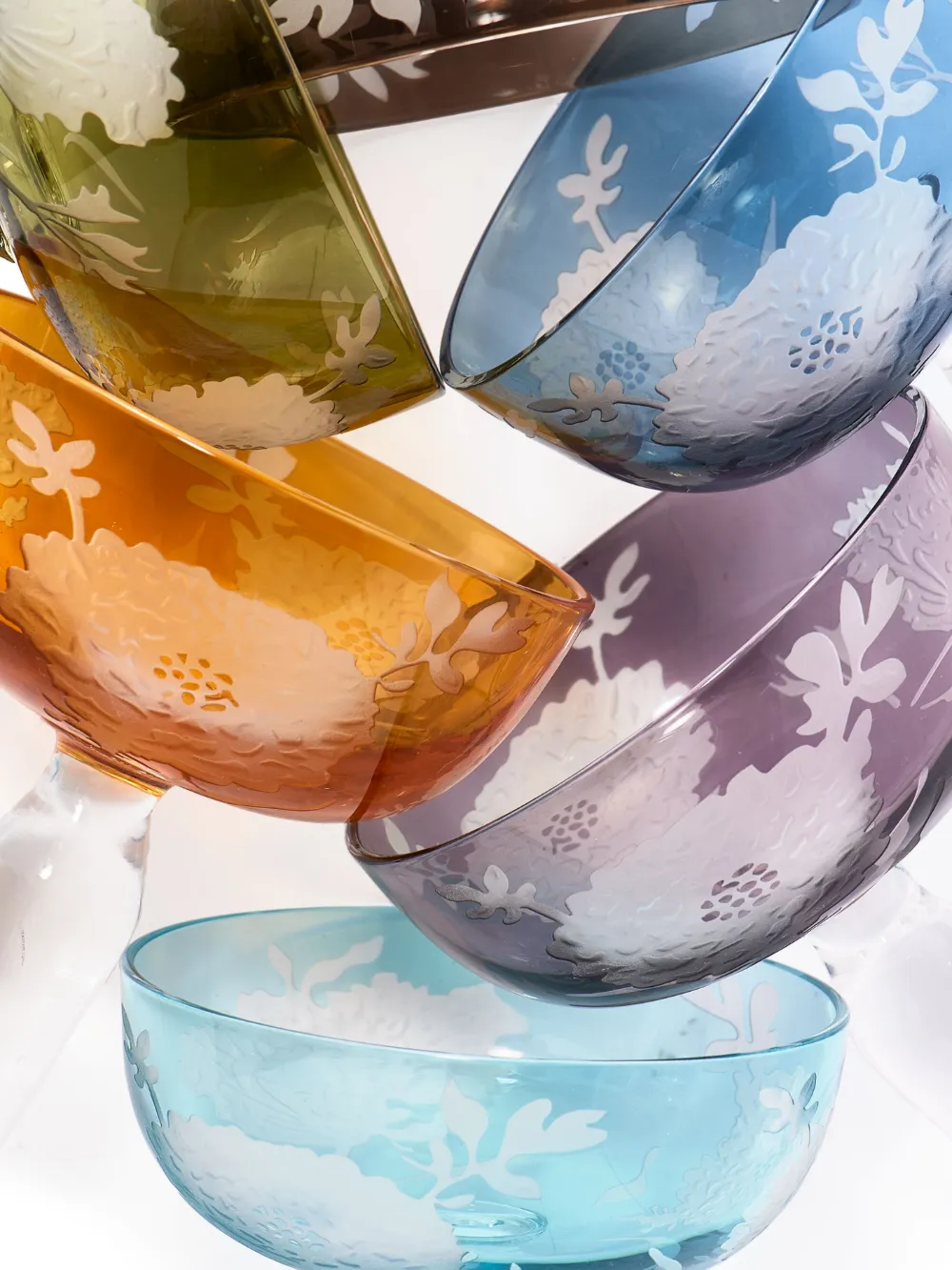 Polspotten Multicolour Peony Coupe Glass Set In White