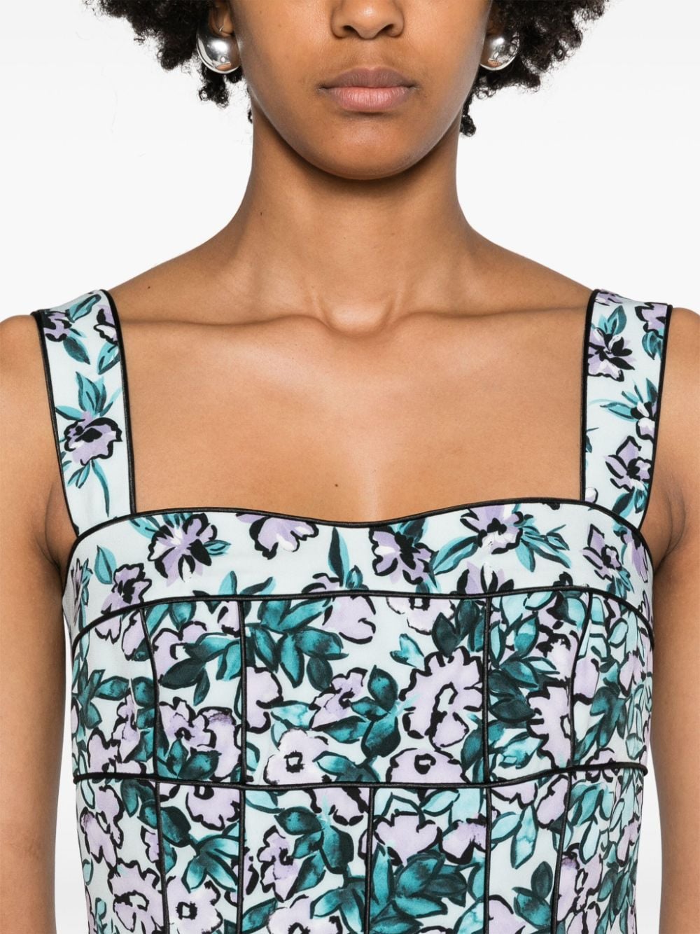 Shop Huishan Zhang Carson Floral-print Midi Dress In Green