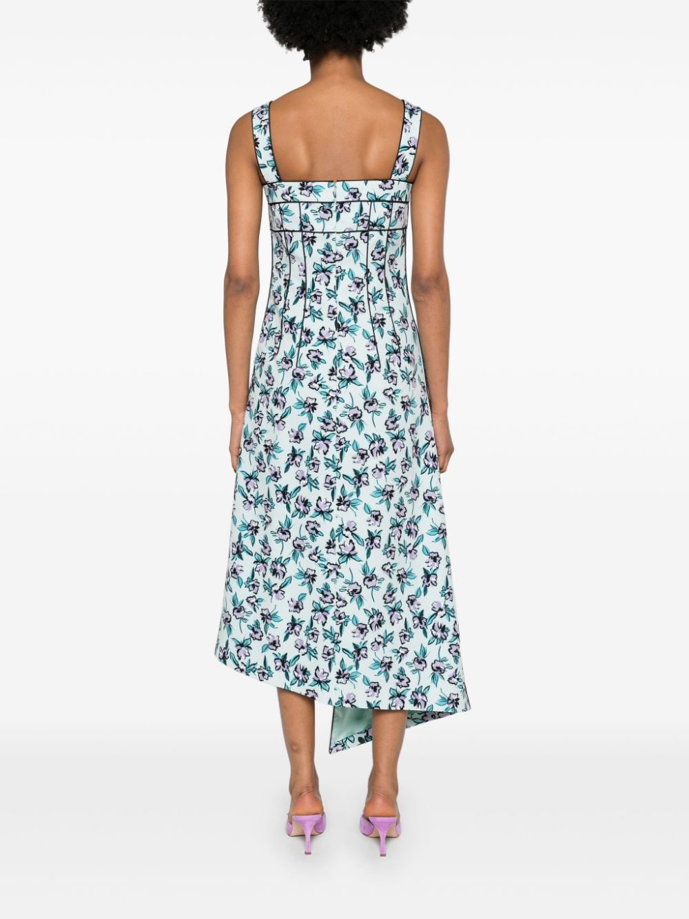 Shop Huishan Zhang Carson Floral-print Midi Dress In Green