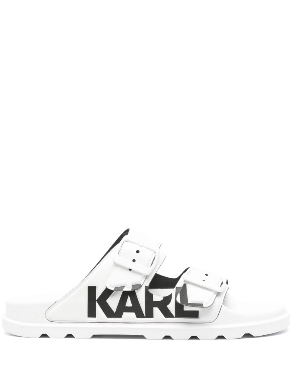 Karl Lagerfeld Slippers met logo-reliëf Wit