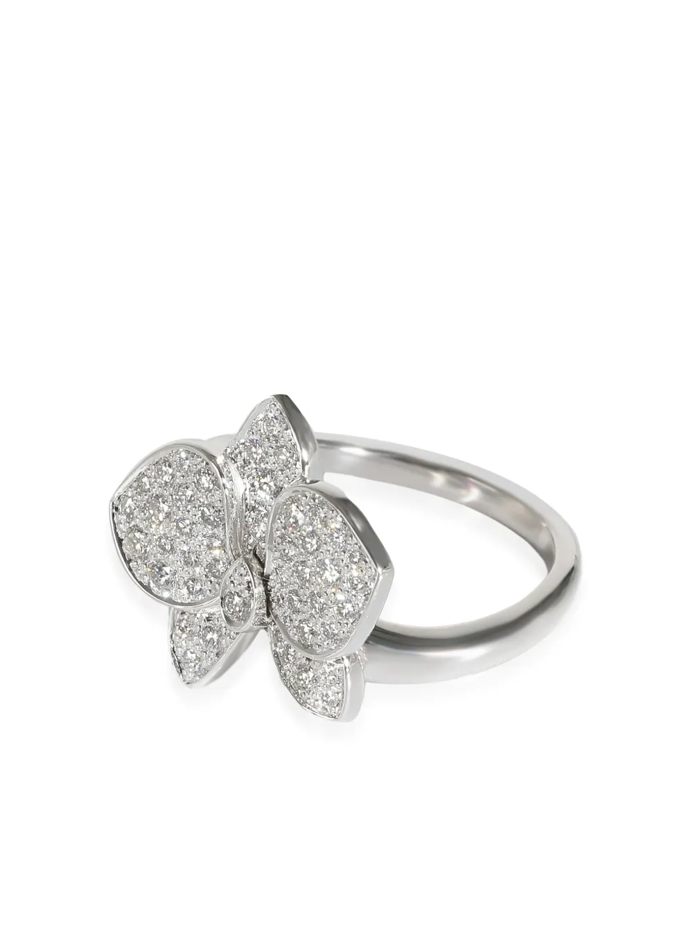 Pre-owned Cartier 18kt White Gold Caresse D'orchidées Diamond Ring In Silver