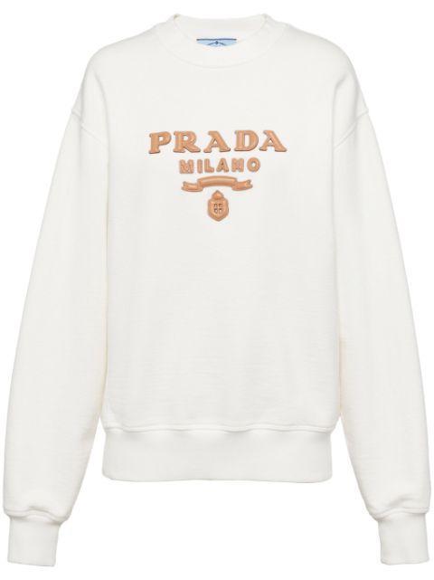 Prada logo-appliqué cotton sweatshirt