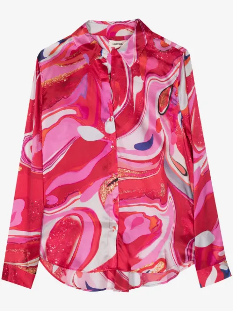 L'Agence Tyler abstract-pattern silk shirt 