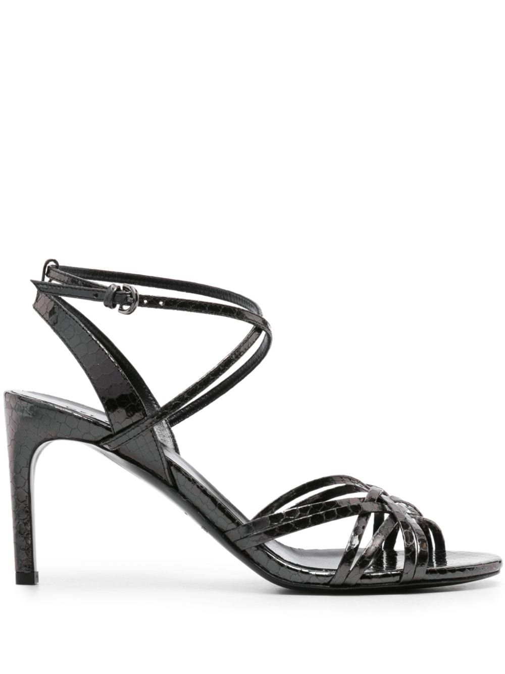 Del Carlo 85mm Snakeskin-effect Sandals In Black