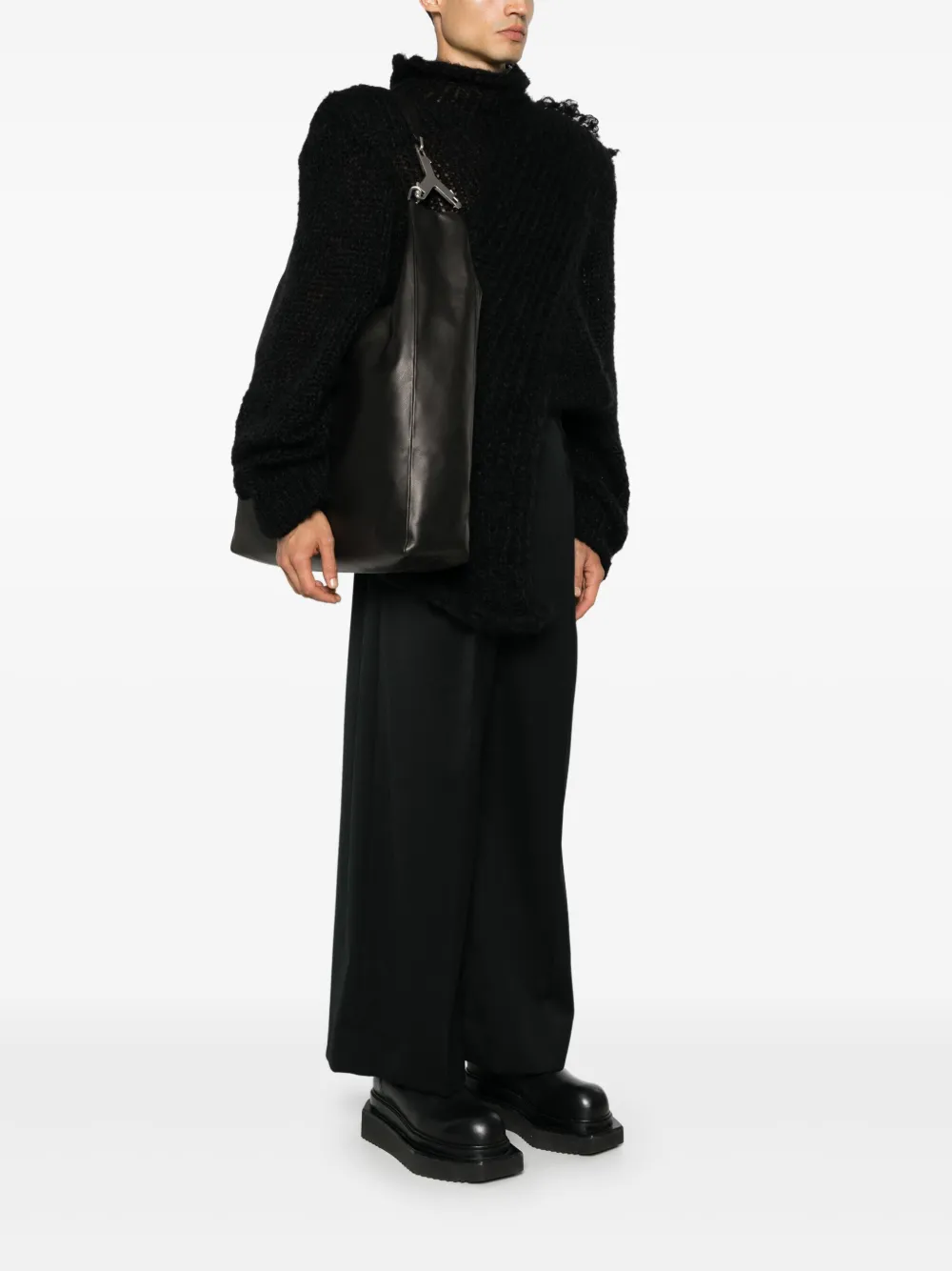 Rick Owens Cerberus leren schoudertas - Zwart