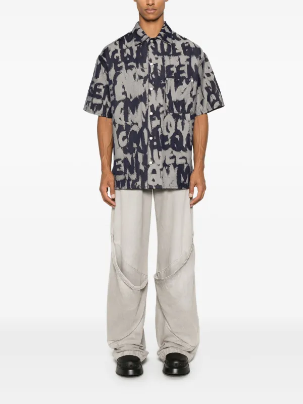 Alexander McQueen McQueen Graffiti Denim Shirt | Blue | FARFETCH