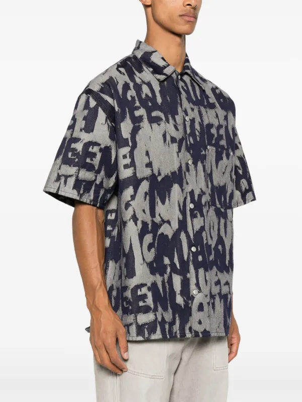 Alexander McQueen McQueen Graffiti Denim Shirt | Blue | FARFETCH