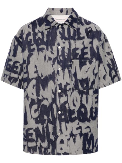 Alexander McQueen McQueen graffiti denim shirt Men