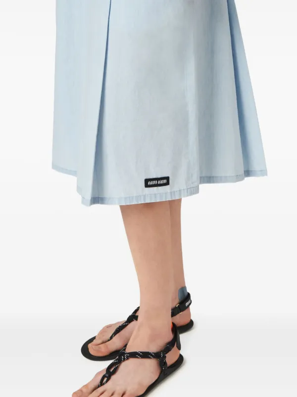 Miu Miu Pleated Chambray Skirt | Blue | FARFETCH