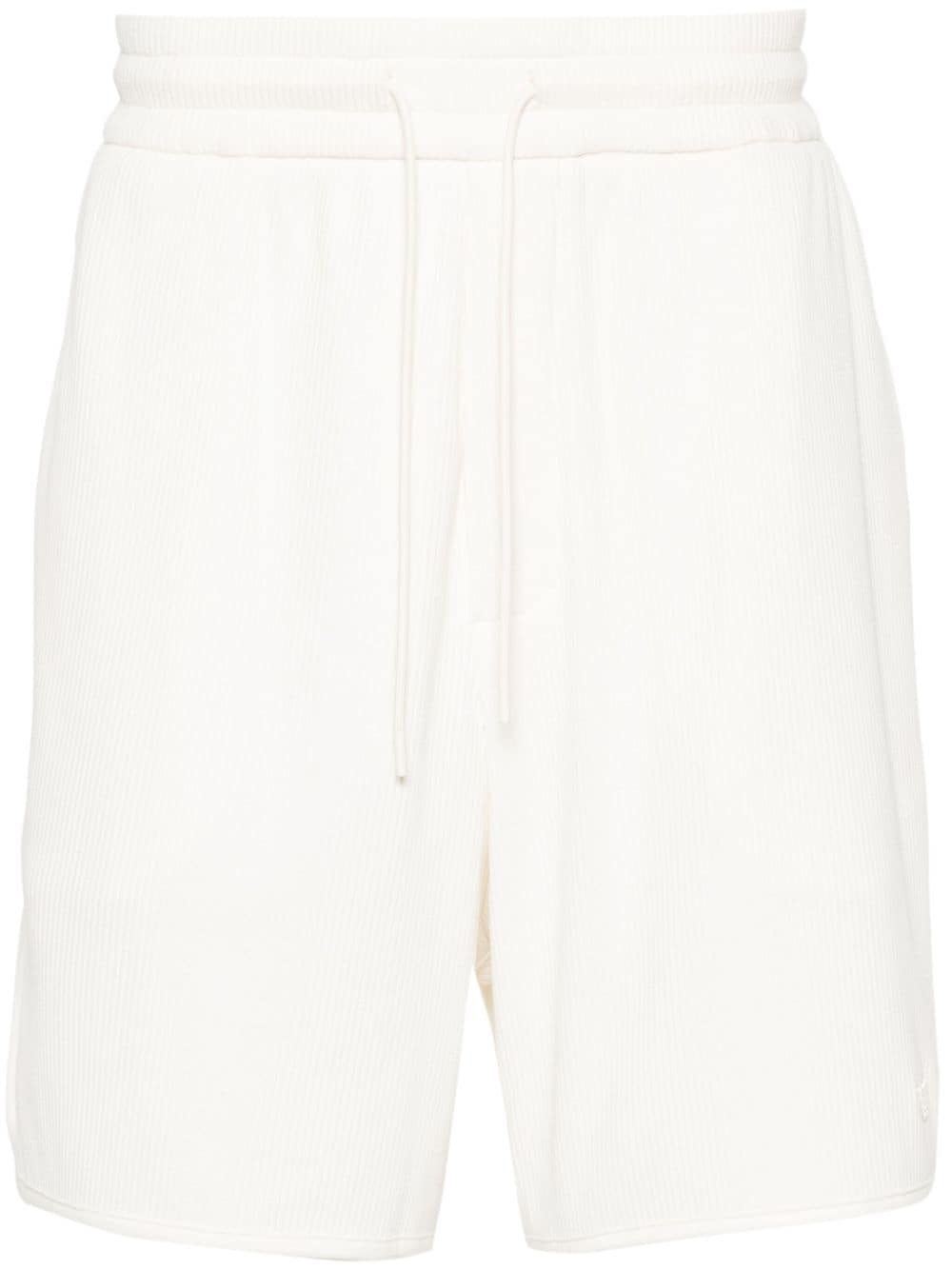 Emporio Armani Mid-rise Ribbed Track Shorts In Neutrals