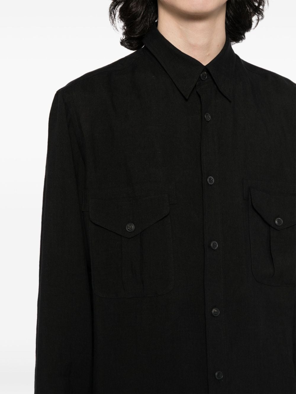 Shop Y's Long-sleeve Flax Shirt In Black