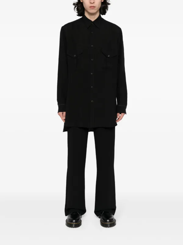 Y's long-sleeve Flax Shirt | Black | FARFETCH SG