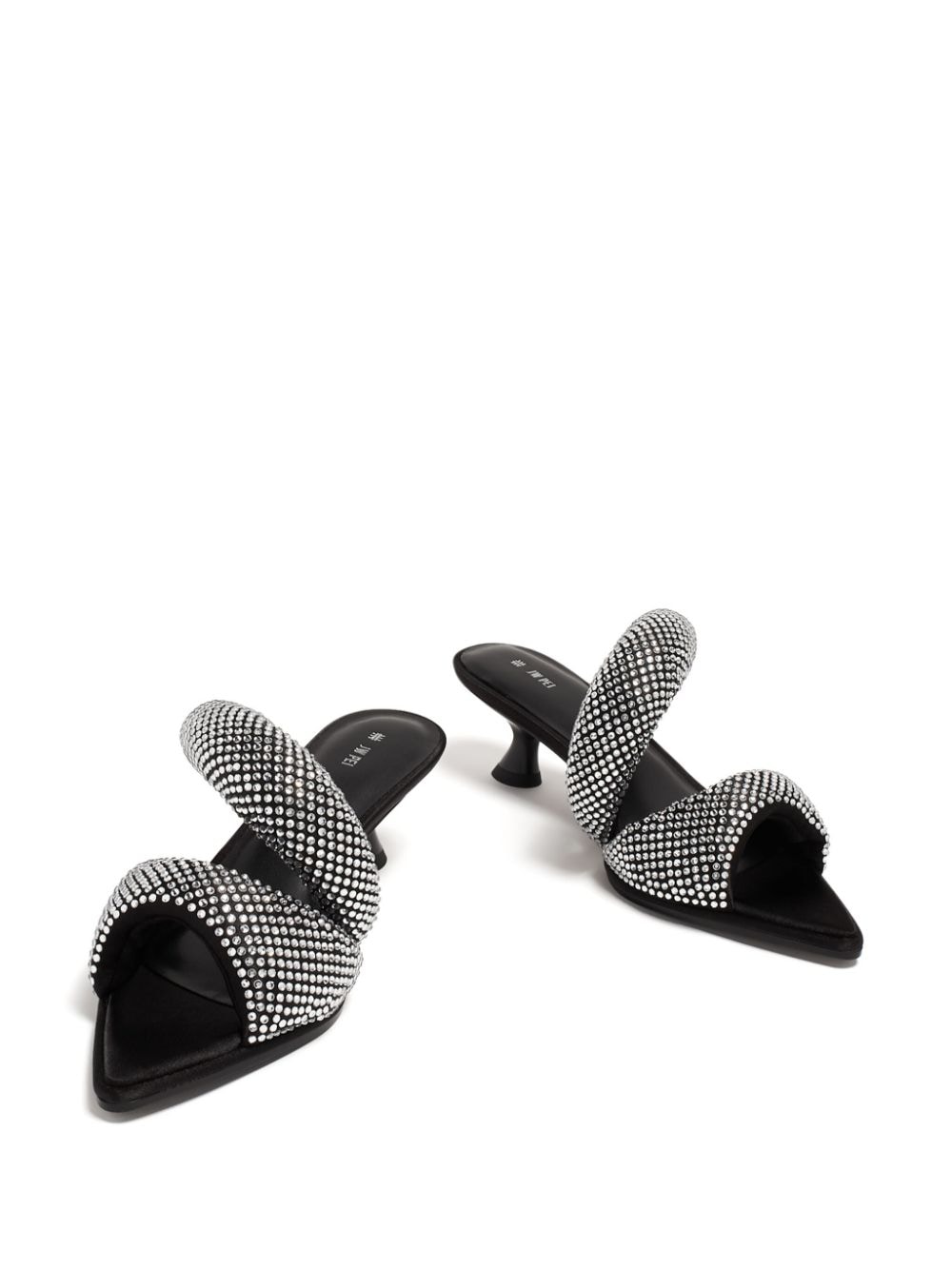 Shop Jw Pei Sara 50mm Crystal-embellished Mules In Schwarz