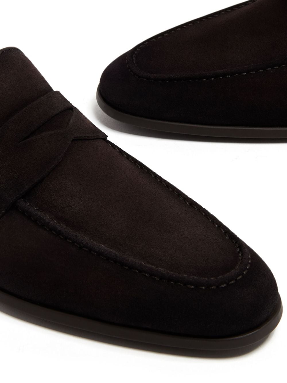 Shop Magnanni Diezma Suede Penny Loafers In Brown