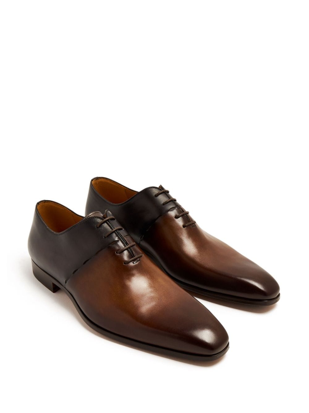Shop Magnanni Panelled Gradient Effect Oxford Shoes In Brown