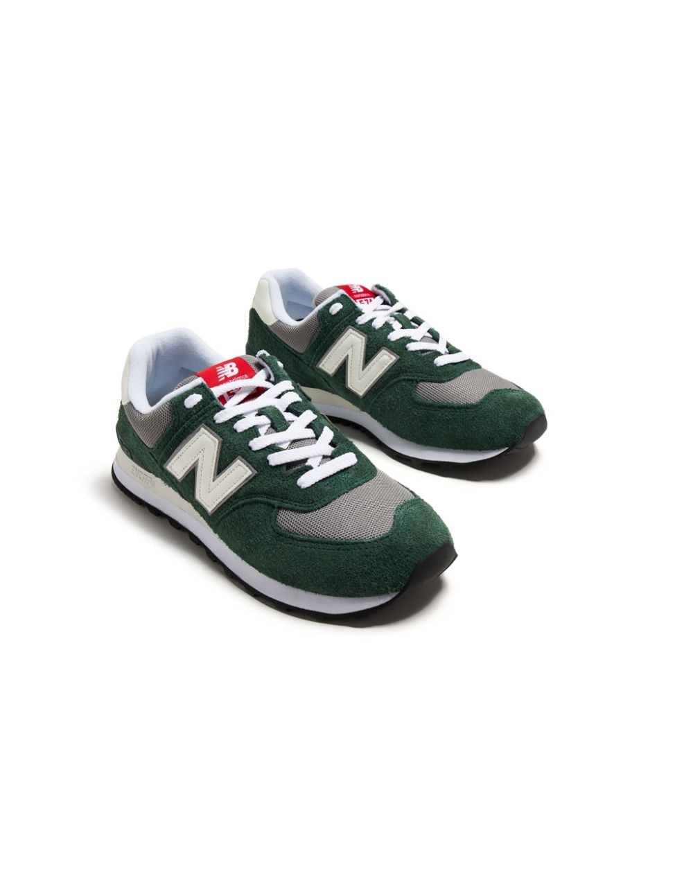 Shop New Balance 574 Panelled Suede Sneakers In Green