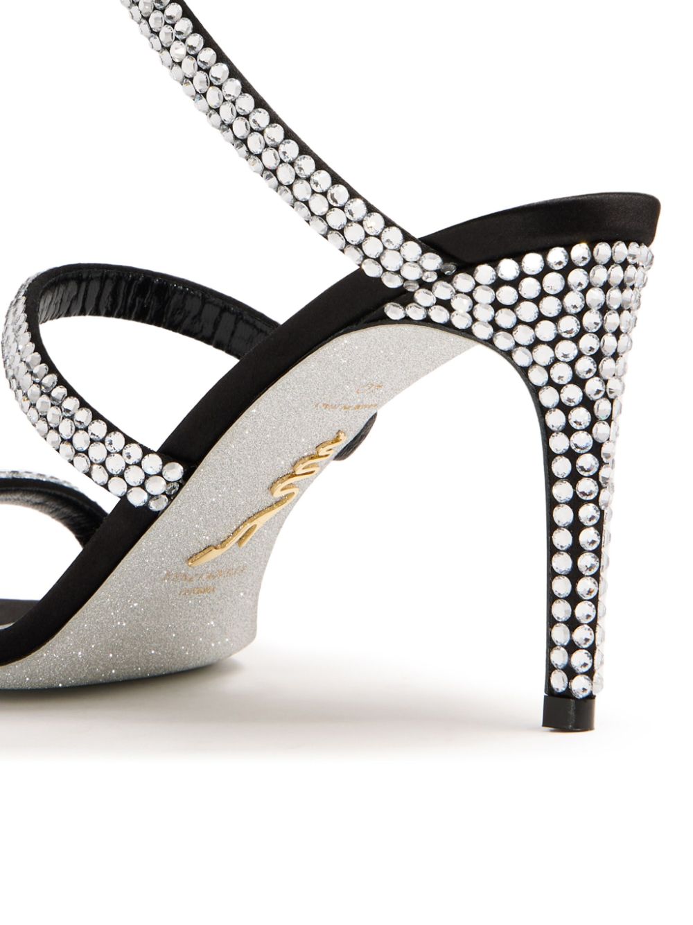 Shop René Caovilla Cleo Crystal-embellished Sandals In Black