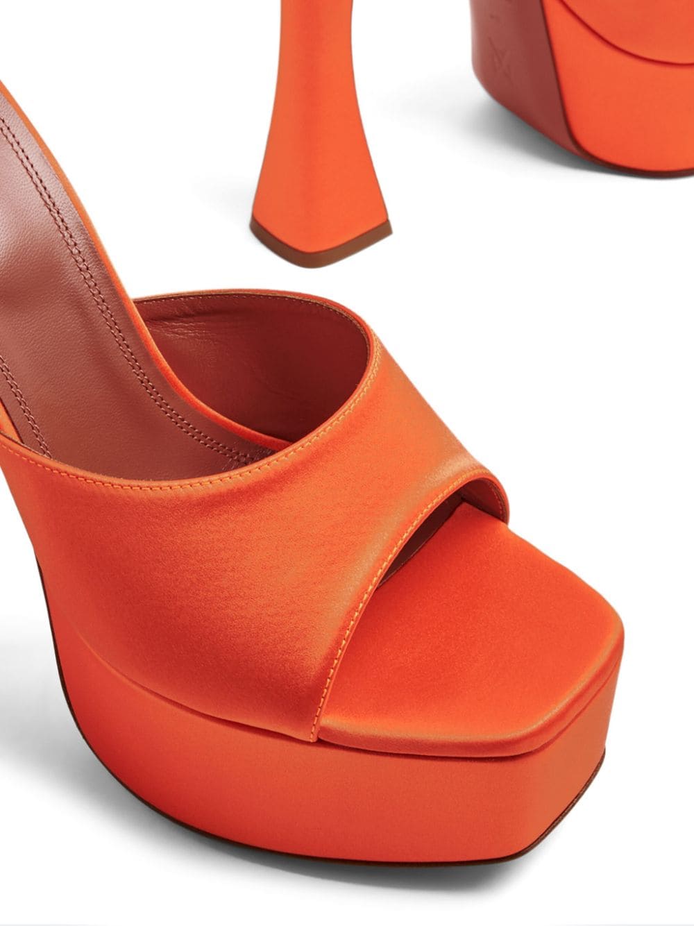 Shop Amina Muaddi Dalida Satin 140mm Platform Sandals In Orange