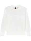 BOSS perforated-logo open-knit jumper - White
