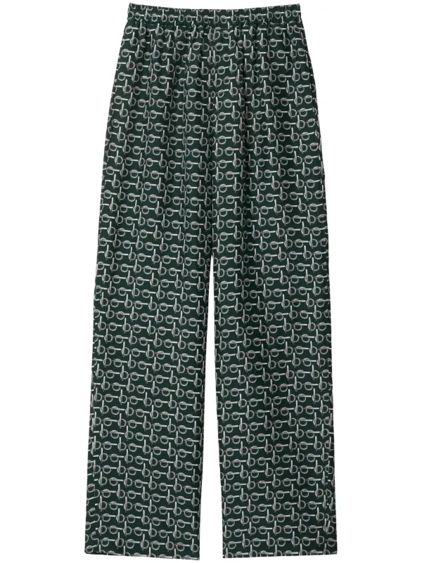 Burberry b zipper print Silk Trousers Green FARFETCH AU