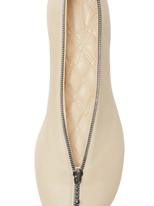Burberry Sadler Zip Leather Ballerina Shoes | Neutrals