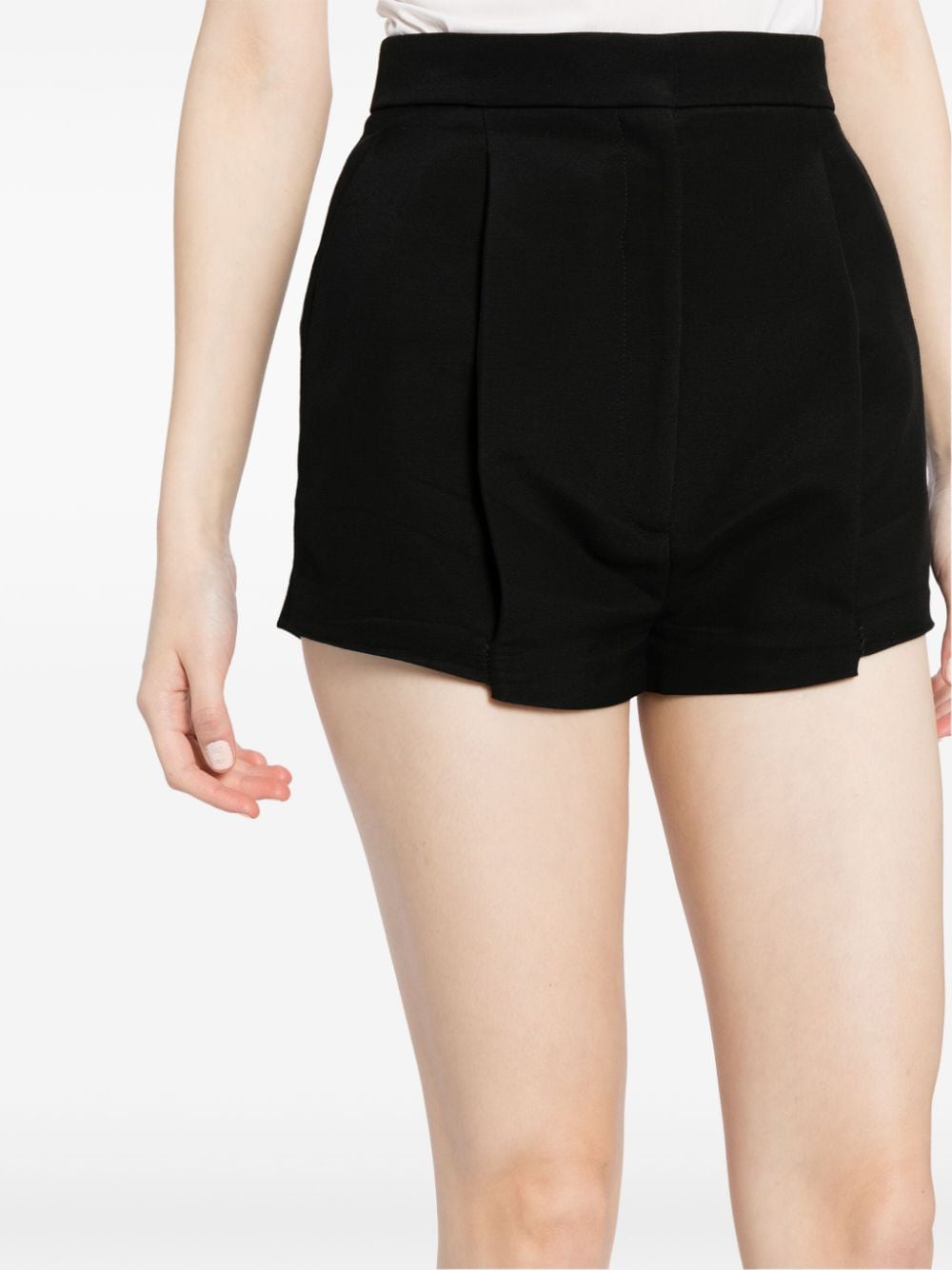 Shop Khaite Pleat-detail Tailored Shorts In Black