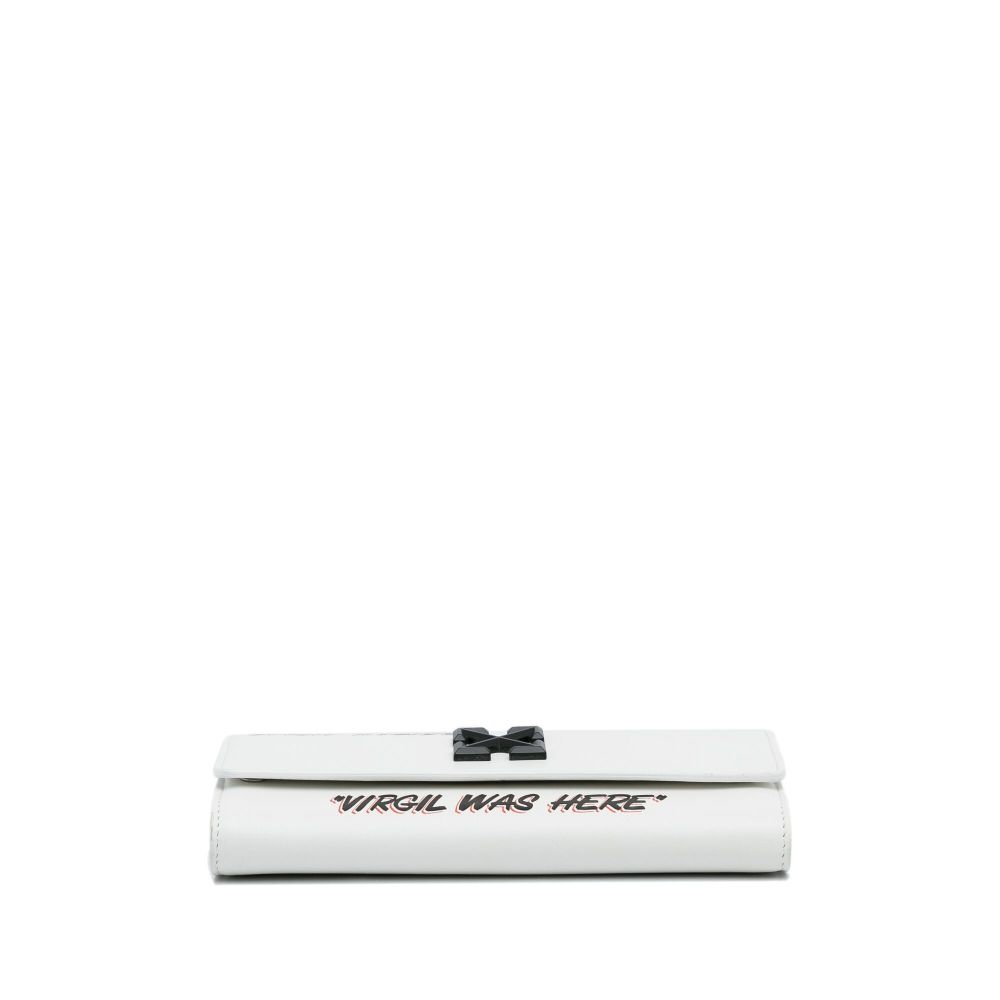 Pre-owned Off-white 21st Century  Off White Jitney Quote Wallet On Chain Baguette In 白色