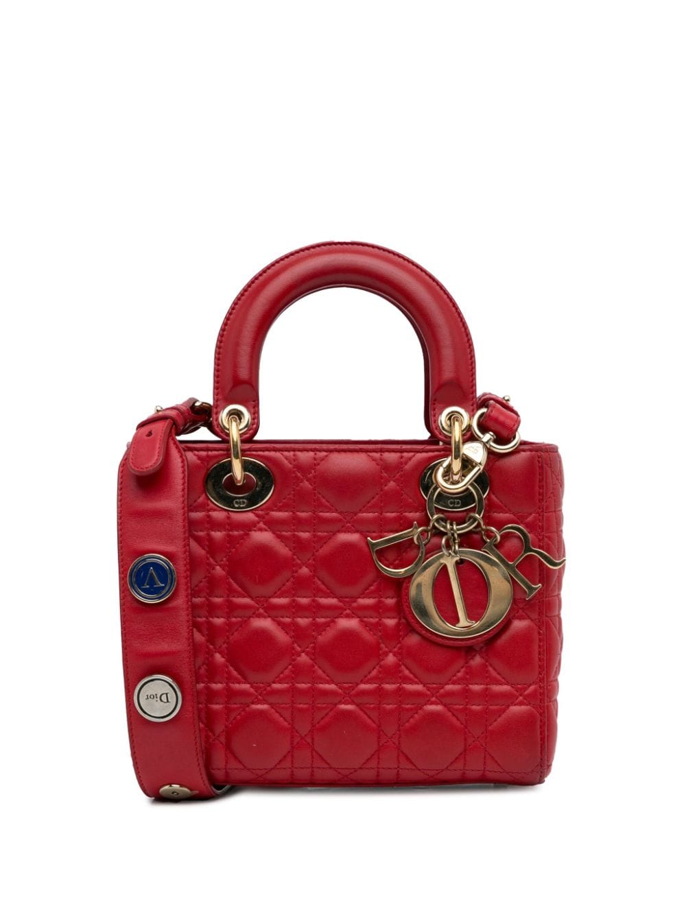 Pre-owned Dior 2016   Small Lambskin Cannage My Abc Lady Satchel In 红色