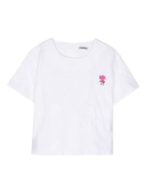 KINDRED animal-embroidered cotton T-shirt